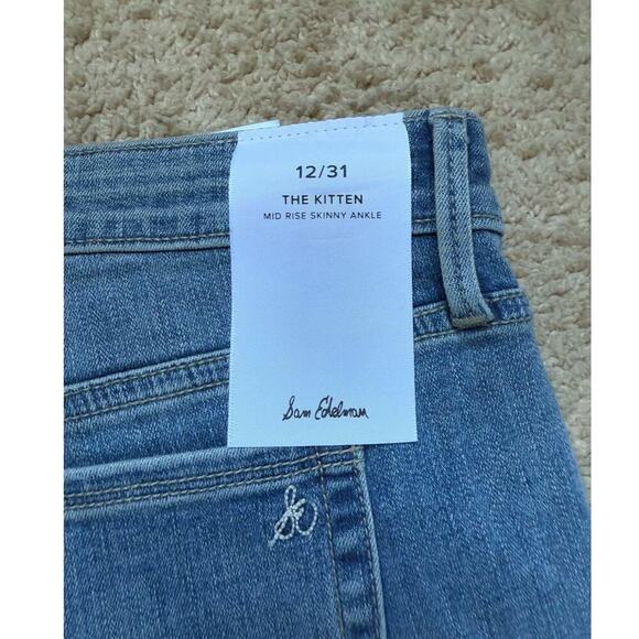 NWT Sam Edelman The Kitten Mid Rise Skinny Ankle Jeans Blue/Silver Women's 12/31 - Picture 8 of 11